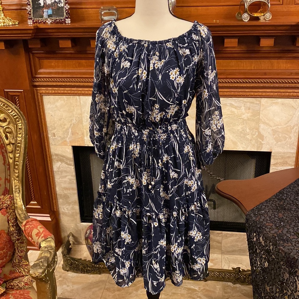 Ryan Michelle navy floral dress. NWT